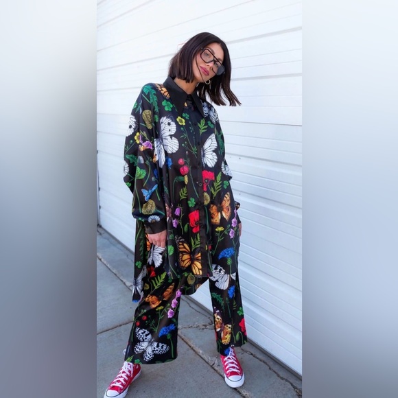 Dressed in LALA Pants - Dressed in LALA Posh Satin Playsuit in Folklore Florals